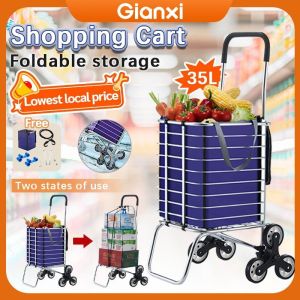 GIANXI 35L Foldable Trolley Shopping Cart Troli Trolley Bakul Pasar Climb Stairs Aluminum Alloy Rack