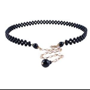 MYX Store Gesper Full Mutiara Pearl Ikat Pinggang Belt Rantai Slim Model Full Mutiara Imitasi Fashion Dress Wanita