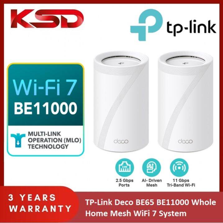 TP-Link Deco BE65 BE11000 Whole Home Mesh WiFi 7 System (2pack/3pack ...