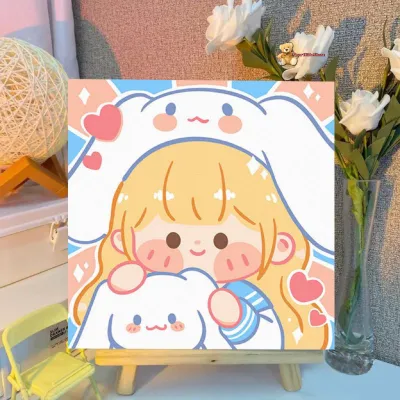 Paint By Number 20x20 Kartun DIY Painting Kanvas By Number With Frame Sanrio