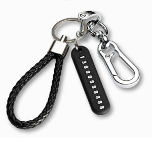Anti-lost Phone Number Plate Key Pendant Split Rings Motorcycle Keychain Pendant Key Chain Gifts
