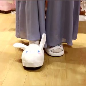 W&ME Warm Fashion Design Soft Sole Indoor Winter Tease the Cat Cinnamonrolls Slippers Will Move Ears Slippers Women Slippers Plush Bedroom Shoes