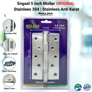 Engsel 3 inch 4 inch 5 inch Muller Stainlees 304 ORIGINAL /Engsel stainlees 304 tebal anti karat Awet / Engsel Pintu Jendela rumah