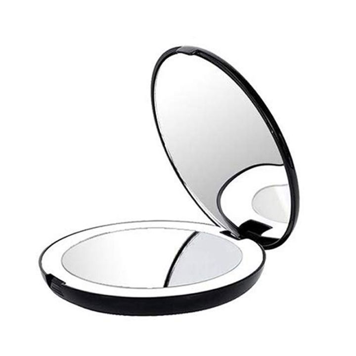 Portable Folding Mirror with LED Light Makeup Mirror, 10X Magnifying