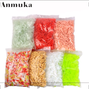 50Pcs Bread Insect Soft Fishing Lures Artificial Maggots Soft Lures Fishing Baits Earthworms Baits for Freshwater Fishing