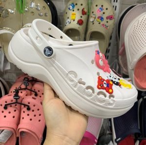 Sục cross band baya classic 5cm chính hãng xuất xịn tặng kèm 10 charm gắn dép( Xả kho)  màu trắng