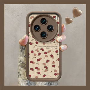 Phone Case VIVO X200 X100 X90 X80 Pro 5G Fashion Vintage Rose Flowers Casing with Leather Buckle Lanyard Lens Protection Shockproof Silicone Soft Back Cover 2025