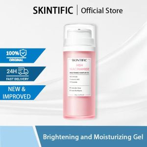 SKINTIFIC MSH Niacinamide Brightening Moisturizer Gel 80g Glowing Moisturiser Whitening Day Night Tone Up Cream Skincare | Gel texture | Reduces dark spots and blackheads | Soothes the skin