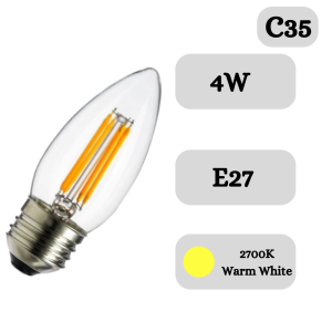 C35 Candle Led 4W E14 E27 EDISON Filament 2W Lampu Lilin 4 watt 2 watt LAMPU CABE BALON BOHLAM 220V