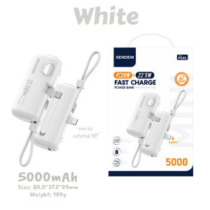 SENDEM Power Bank 5000mAh 2-in-1 Mini Capsule Portable Charger Mobile Phone External Battery Fast Charging Powerbank