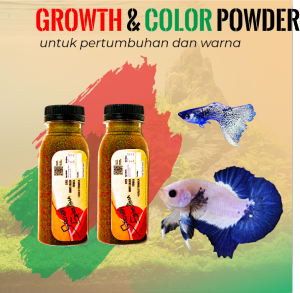 Makanan Serbuk Growth Spirulina Powder 50 gr Untuk Warna Pertumbuhan Cupang Guppy IKANESIA