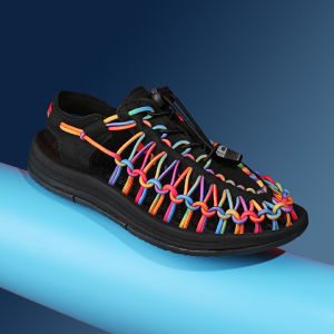 Felix 🚚จัดส่งฟรี COD【🚀 จัดส่ง 1-2วัน】รองเท้า รองเท้าเชือก รองเท้าถัก เด็ก สีครีมโกโก้ ครีมคาราเมล ดำรุ้ง keeni for kid รองเท้าแตะ