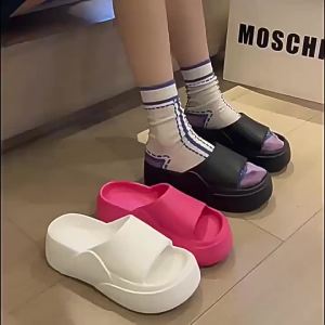 [Free Shipping] New High-End EVA Thick-Soled Slippers For Women Summer Outdoor Wear Simple And Versatile Korean-Style High-Heeled Sandals
