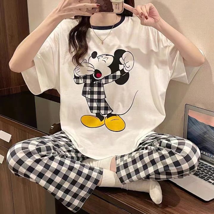 พร้อมส่ง ชุดนอนเซต ชุดนอนแขนขาสั้น ชุดนอนผ้าซาติน ผ้าคอตตอน ชุดนอนลาย ...