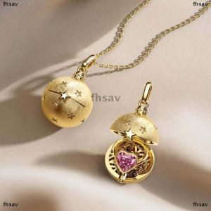 [COD] fhsav Retro Style Four-leaf Clover Heart-Shaped Frog Open And Close Circular Pendant Necklace Fashion Jewelry Accessories Gift