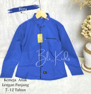 Kemeja anak laki-laki terbaru lengan panjang bahan katun poplin usia 7-12 tahun