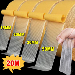 ZEEMIN 1Roll  Double Sided Tape High Viscosity Grid Fiber Transparent Double Sided Tape Sticky Waterproof  Adhesive Fiber Mesh Tapes