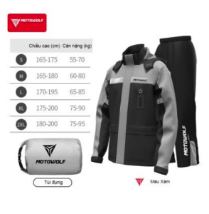 Bộ Áo Mưa Người Lớn Cao Cấp Đi Xe Máy Tiện Lợi Siêu Chống Thấm MOTOWOLF chính hãng MDL0402
