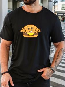 Mens Hamburger Pattern Summer Casual Crew Neck Short T-Shirt