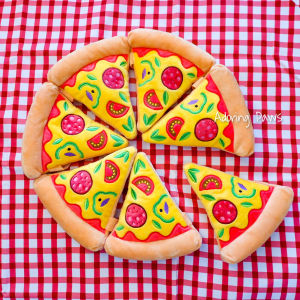 Pet Dog Puppy Cat Soft Pizza Slice Fast Food Plush Pillow Small Toy with Squeaker Sound Squeaky