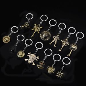 [Midnight store] Cartoon ONE PIECE PIRATE Luffy keychain chain straw hat skull logo animation peripheral metal pendant