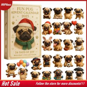 【COD】🔥🔥🔥 Pug Advent Calendar 2025 24 Days Christmas Advent Calendar With Cute Pug Dog Hanging Ornaments Holiday Gift For Dog Lovers