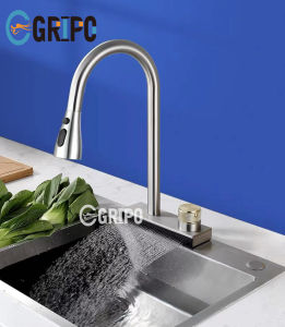 GRIPO High End 304 Stainless Waterfalls pull type hot and cold kitchen faucet Matte finish GP1329