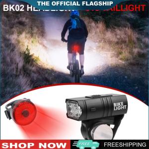 【New Arrival】 ไฟหน้าจักรยาน LED ชาร์จ USB พร้อมไฟท้ายเพื่อความปลอดภัยในการปั่นจักรยานตอนกลางคืน