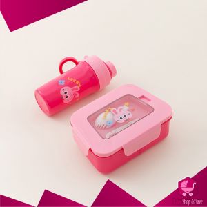BabyShop-C1379 Tempat Bekal Anak 3 Sekat Karakter Lucu Lunch Box Anti Tumpah Free Sendok / Set Kotak