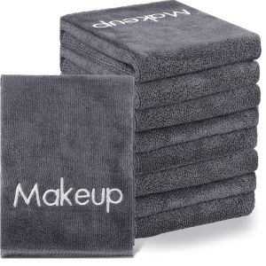 20 pcs Makeup Remover Towels Gray Microfiber washcloth for Face Makeup Embroidery Detail Soft Feel For Face Reusable Face Washcloth Women Skin CareQuick Dry Washcloth SetTravel Hotel