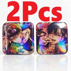 2Pcs/Pack Alien Stage Till Ivan Holographic Square Badge Pin Set Anime Cosplay Brooch Fan Collection Gift