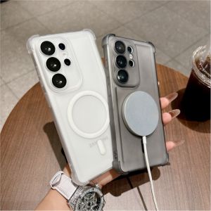 TPU Frosted Shockproof Case For Samsung S26 S25 S24 S23 S22 Ultra Plus For Magsafe Magnetic Wireless Charging Translucent Cover