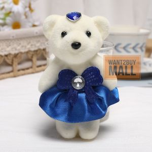 UMI 1pcs 10cm Small Couple Teddy Bear Wedding Stuffed Plush Toy Flower Bouquet Valentines Bunga Patung