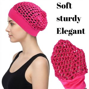 MIRELAE Solid Color Stretchy Hair Net Cap Soft Comfortable Sleep Hairnet  Head Cover  One Size Protect Hairnet Long Straight/Curly
