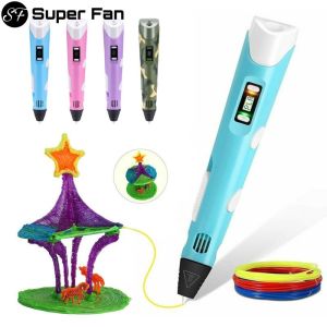 3D Pen For Children 3D Drawing Printing Pencil with LED Screen With PLA Filament Toys for Kids New Year Birthday Gift)