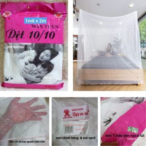 [CHÍNH HÃNG] Màn Tuyn Đôi Hoa Trắng 1m6*2m & 1m8*2m Dệt 10/10