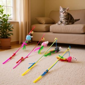 Đồ chơi cần câu Mèo gắn chuột sắc màu (mẫu mới) - Hara Pet Store
