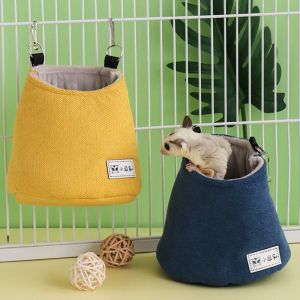 SWEET ELVES Hanging Winter Sugar Glider Pouch Cloth/Plush Opening Squirrel Bed Cage Hamster Nest Mat Comfortable Small Animals Sleeping Bag for Guinea Pig/Bunny