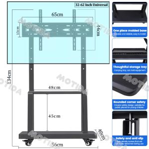 TV stand 32-75Inch Mobile TV Bracket Adjustable TV Rack Floor Base With Wheel And Tray TV Holder Floor Hanging Mount 360 Degree Rotation Floor TV Carts