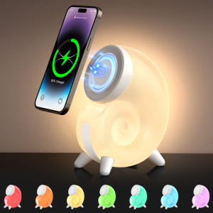 Brifit Conch Night Light LED Lamp Touch Light Adjustment RGB Color Change Support Mobile Phone Wireless Charger Magsafe Magnetic Charging Hidden Bracket Touch Table Lamp Suitable for Decorating Offices Study Rooms Living Rooms Bedrooms Etc.