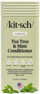Kitsch Clarifying Tea Tree Liquid Conditioner for Women & Men – Lightweight Hydration Hair Conditioner with Peppermint & Tea Tree Oil for Oily Hair & Scalp Buildup – Made in USA Hair Care – 12.3 oz