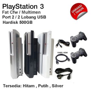 PS3 FAT PORT 2 SERIAL CECHL / CECHH HDD 500GB BONUS 2 STIK WIRELESS REAL PICT