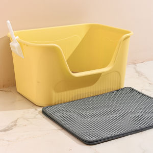 BEIERWA กล่องทรายแมวสัตว์เลี้ยงขนาดใหญ่พร้อมฝาปิดดีไซน์ป้องกันการกระเด็นเพื่อทำความสะอาดง่าย