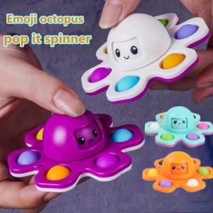 Super Fan)Pop It Octopus Fidget Spinner Emoji Face-changing Fun Toy