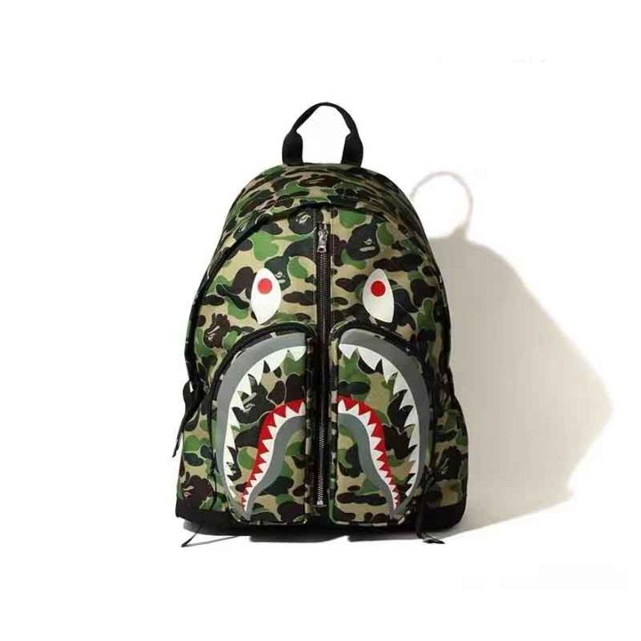 Bape Shark Camouflage Backpack Contrast color European and