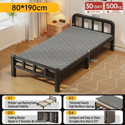 Folding Bed 80/90/120CM Portable Metal Bed Frame Single/Double Bed Bedroom Office Lunch Break Bed Foldable Bed With Foam