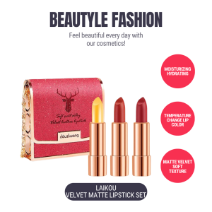 LAIKOU Chain Bag Lipstick 3 Loaded With Mirror Velvet Moisturizing Lipstick