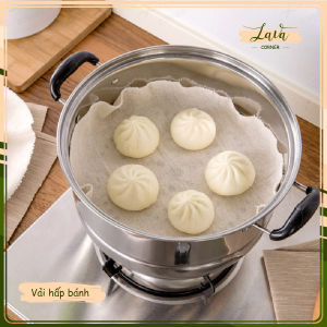 Khăn vải đường kính 50cm lót hấp bánh bao màn thầu sủi cảo chống dính (Lót và phủ bánh)