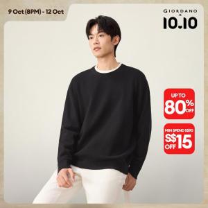 Giordano Men Solid color crewneck sweater Free Shipping 18056009