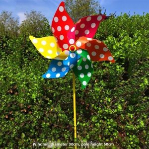 SJJL 2pcs 30cm Cối xay gió sáu cánh PVC Đầy màu sắc Cối xay gió Chất lượng cao Đồ chơi trẻ em ngoài trời Cánh quạt gió Trang trí tiệc sân vườn